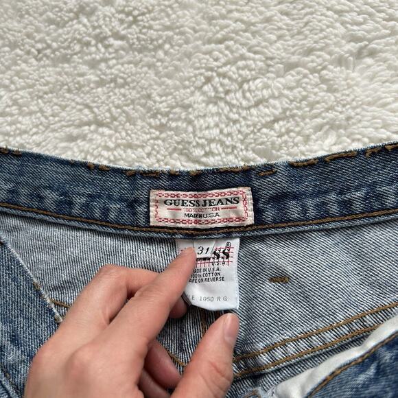 Vintage 90's Guess Jeans Style 1050 High Rise Tapered Leg Blue Classic Jeans 31 - Picture 5 of 10